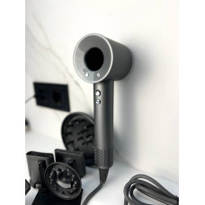 Фен Super Hair Dryer сірий з іонізацією та турборежимом 5 насадок (Y-002)