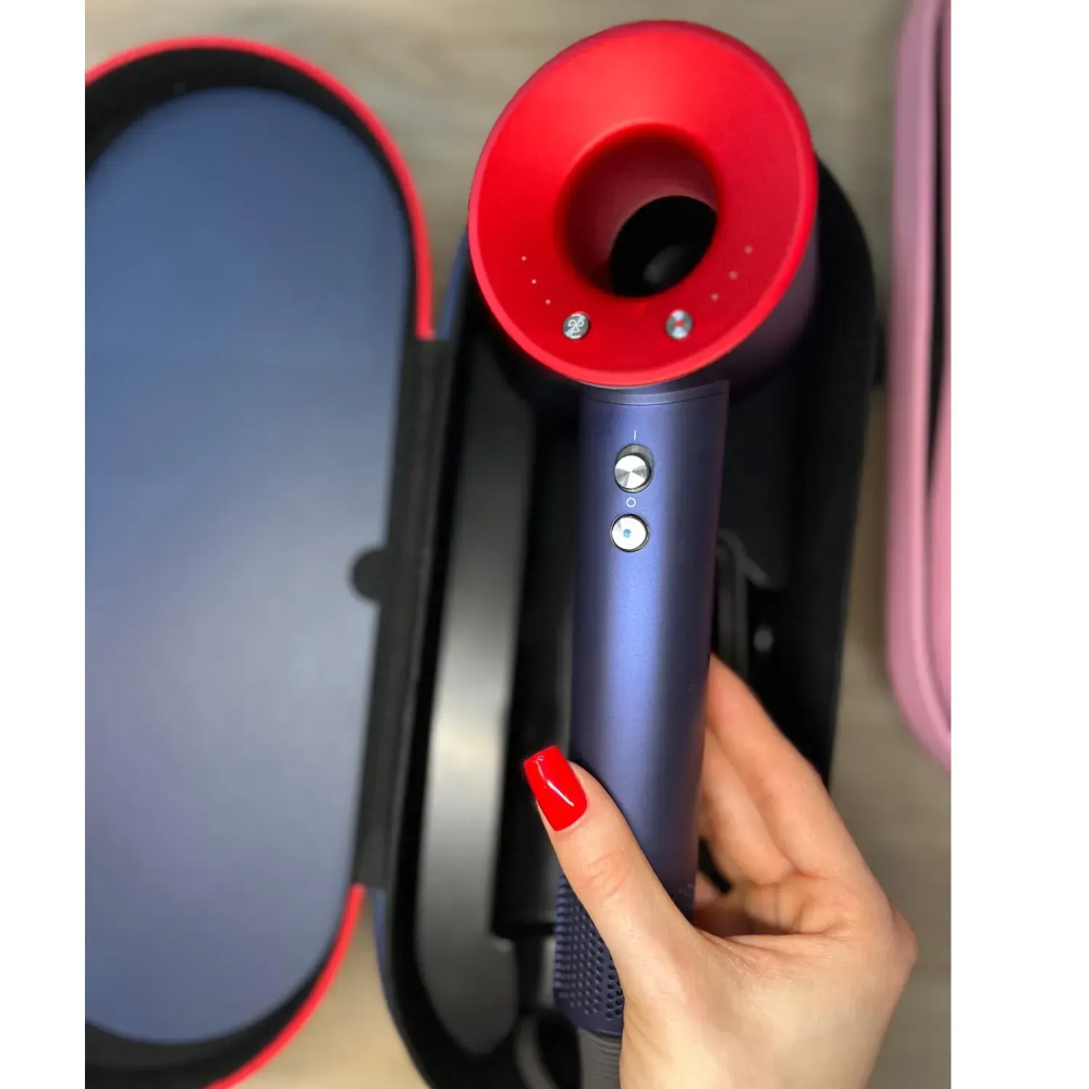 Фен для волосся зі шкіряним кейсом,  Blue/Red