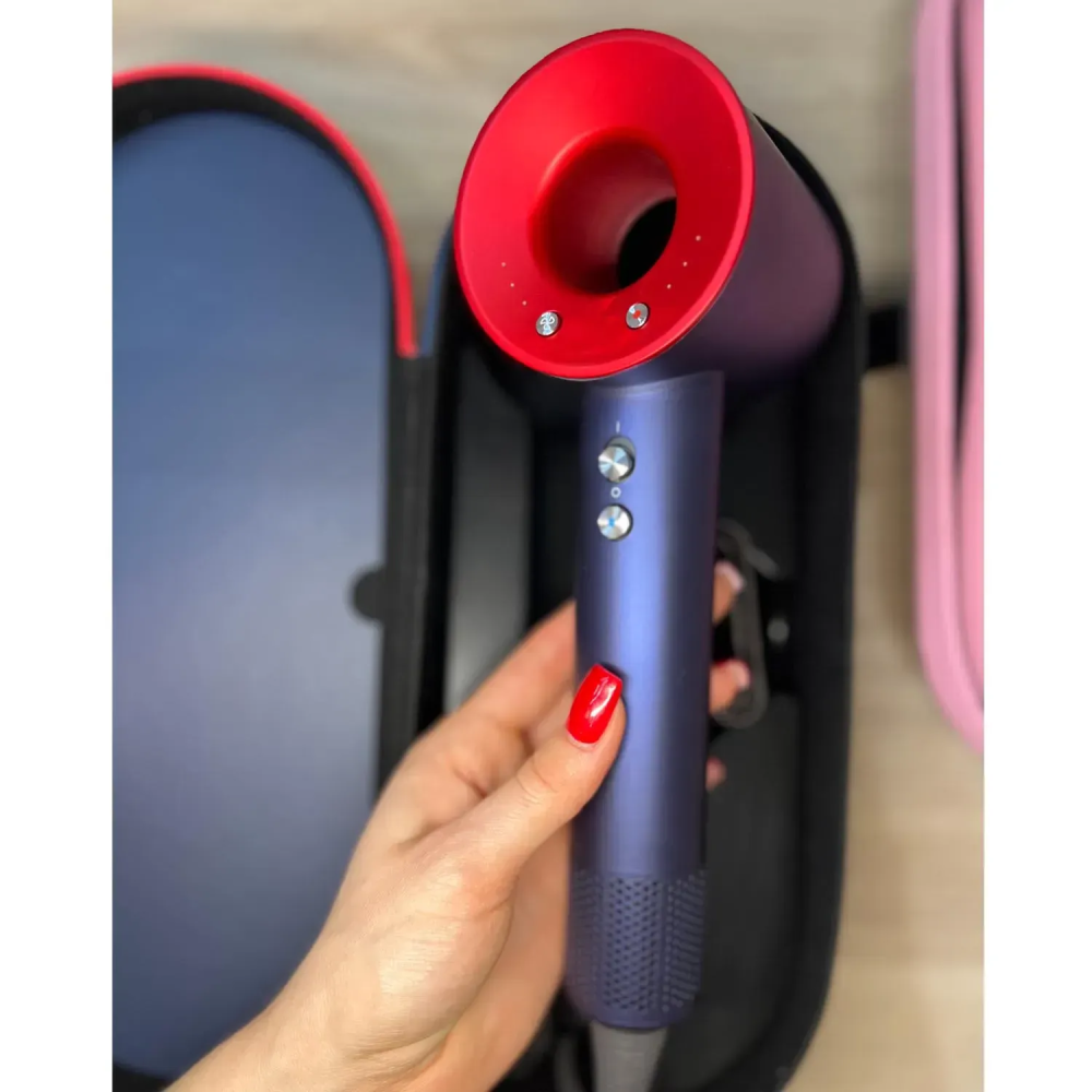 Фен для волосся зі шкіряним кейсом,  Blue/Red