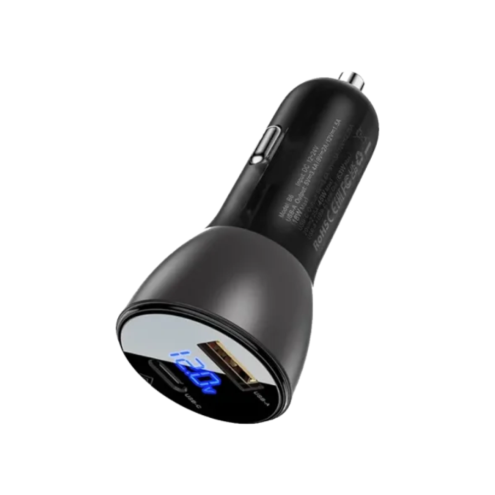 Автомобільний Зарядний Пристрій Apple iPhone/iPad AceFast B6 USB + USB-C 63w Black