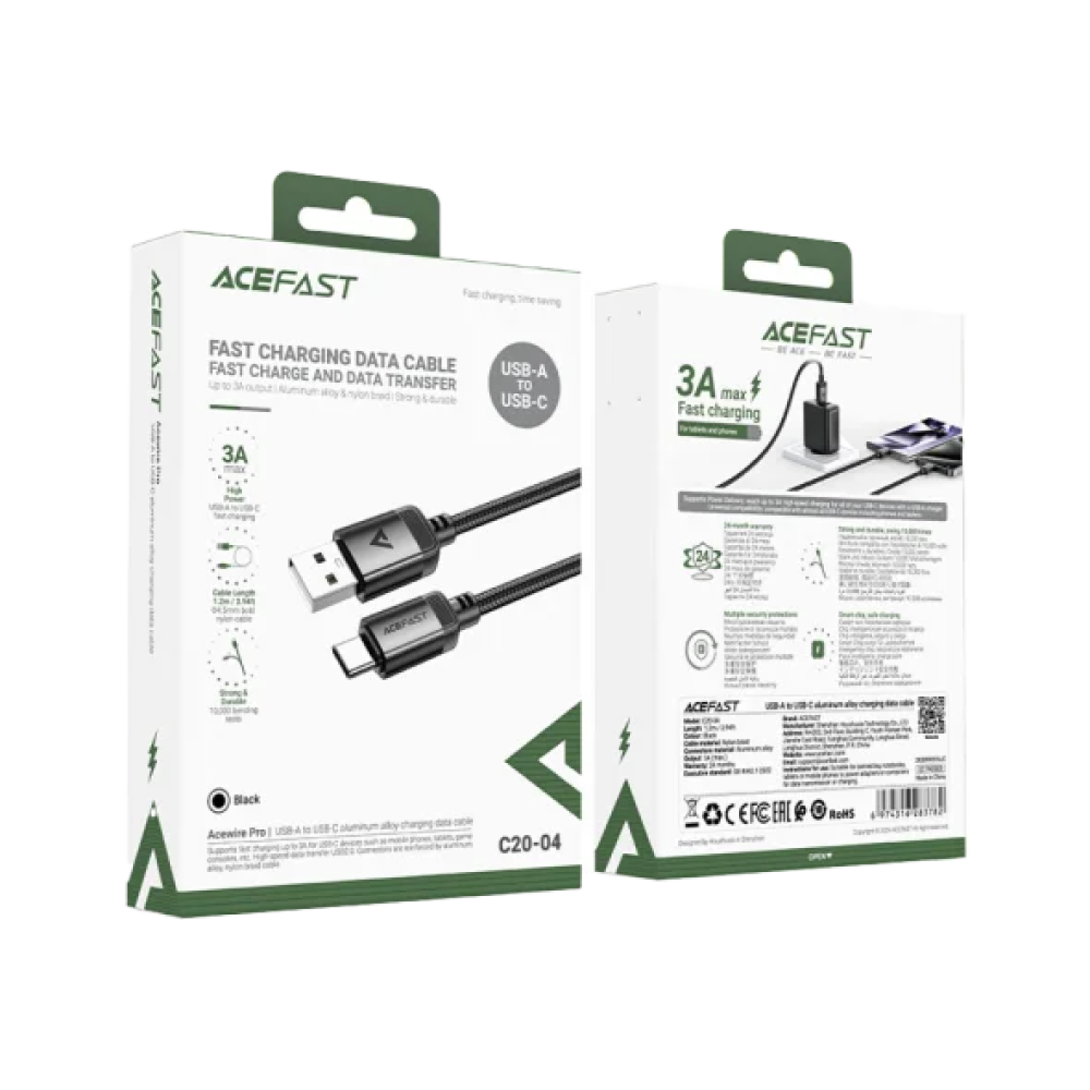Кабель Acefast C20-04 USB to USB-C Black