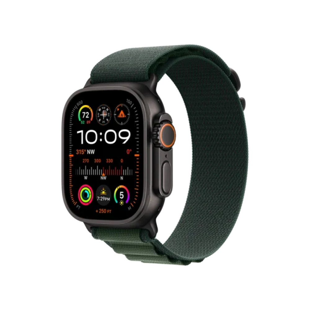 Ремінець Apple Alpine Loop Dark Green - Black Titanium Finish для Watch 44/45/46/49mm - Large (MYPT3)