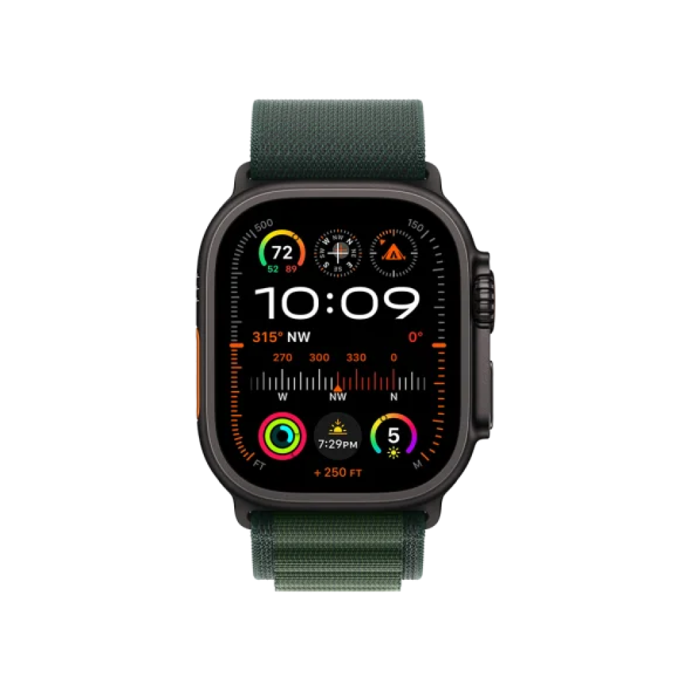 Ремінець Apple Alpine Loop Dark Green - Black Titanium Finish для Watch 44/45/46/49mm - Large (MYPT3)