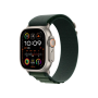 Ремінець Apple Alpine Loop Dark Green - Natural Titanium Finish для Watch 44/45/46/49mm - Medium (MXMV3)