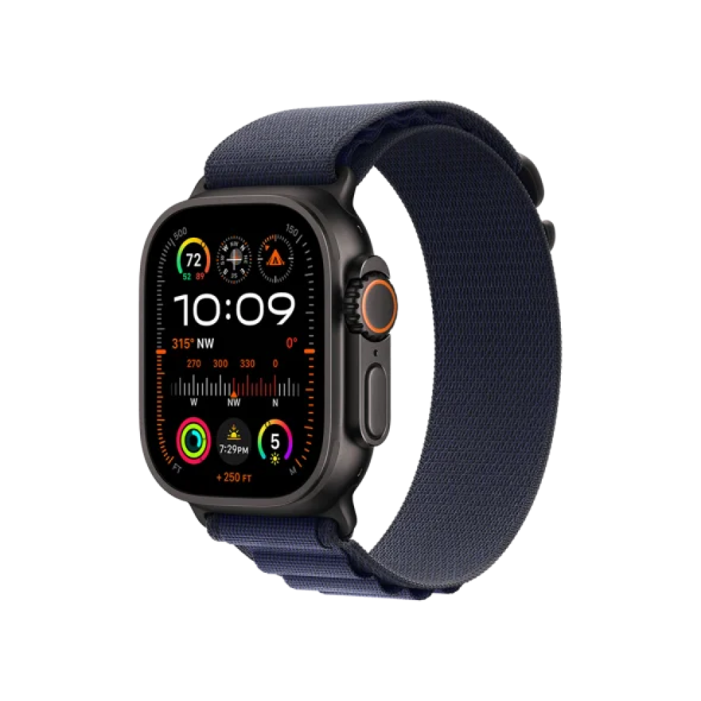 Ремінець Apple Alpine Loop Navy - Black Titanium Finish для Watch 44/45/46/49mm - Small (MYPW3)
