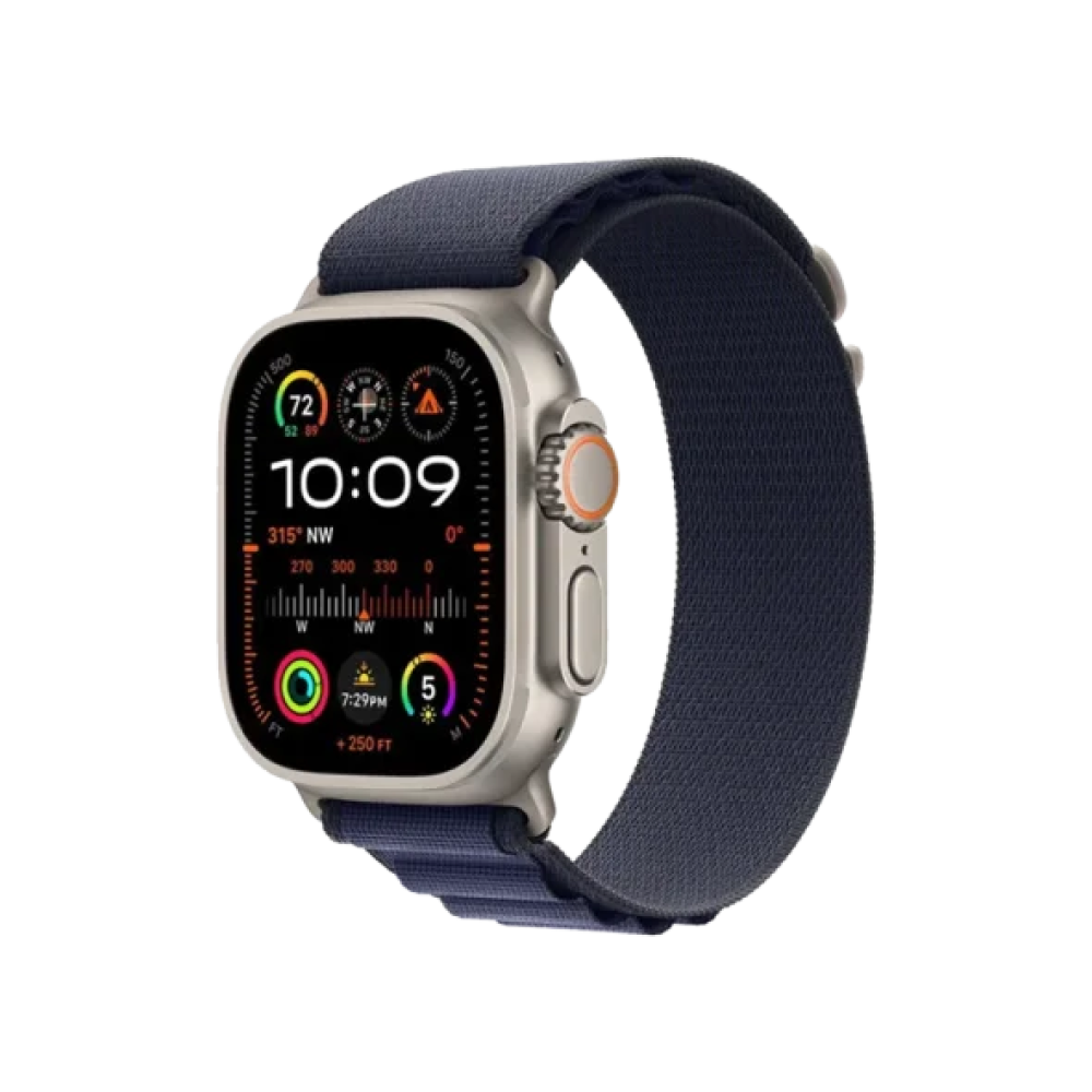 Ремінець Apple Alpine Loop Navy - Natural Titanium Finish для Watch 44/45/46/49mm - Large (MXN03)