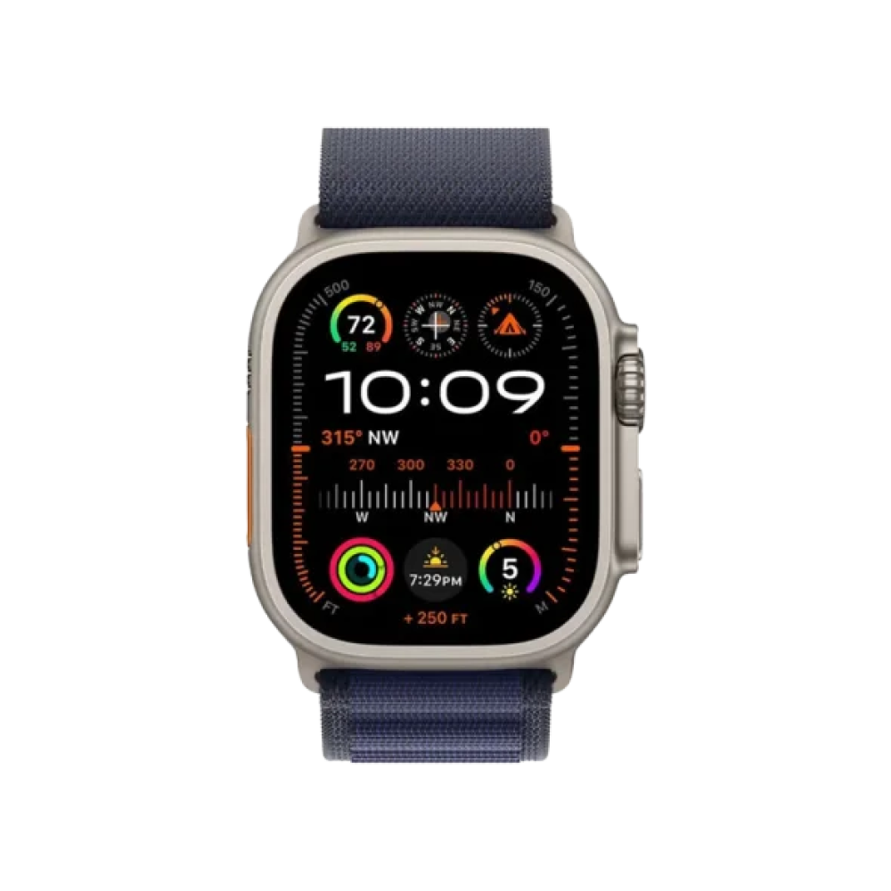 Ремінець Apple Alpine Loop Navy - Natural Titanium Finish для Watch 44/45/46/49mm - Small (MXMX3)