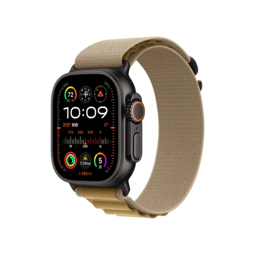 Ремінець Apple Alpine Loop Tan - Black Titanium Finish для Watch 44/45/46/49mm - Medium (MYQ13)