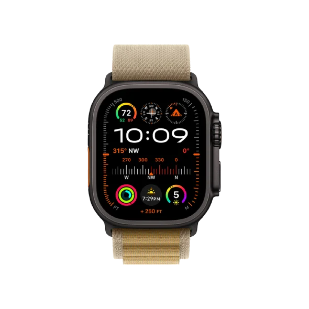 Ремінець Apple Alpine Loop Tan - Black Titanium Finish для Watch 44/45/46/49mm - Small (MYQ03)