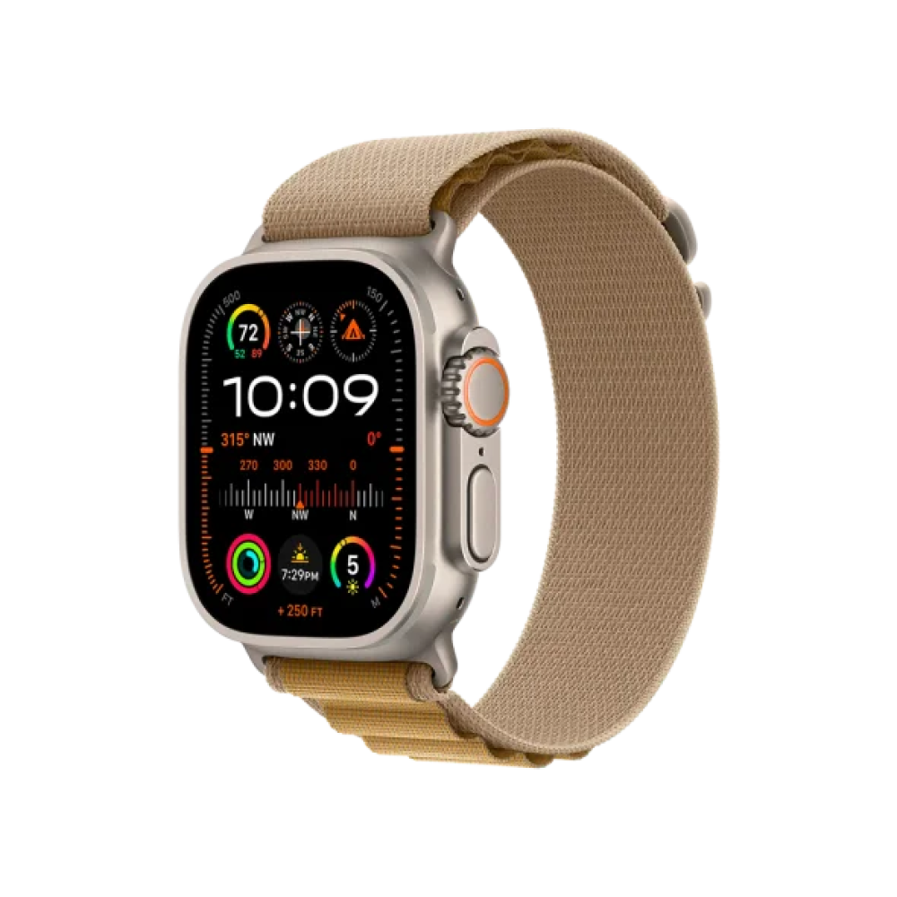 Ремінець Apple Alpine Loop Tan - Natural Titanium Finish для Watch 44/45/46/49mm - Small (MXN13)