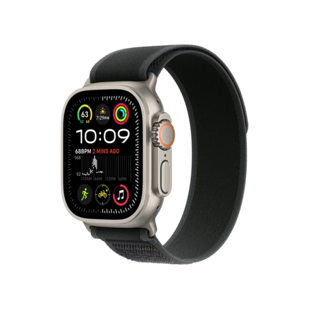 Ремінець Apple Trail Loop Black - Natural Titanium Finish для Watch 44/45/46/49mm - S/M (MXTQ3)