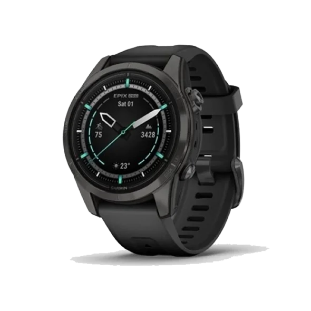Смарт-годинник Garmin Epix Pro Gen 2 Sapphire 42mm Carbon G. DLC Ti. with Black Band (010-02802-14/15)