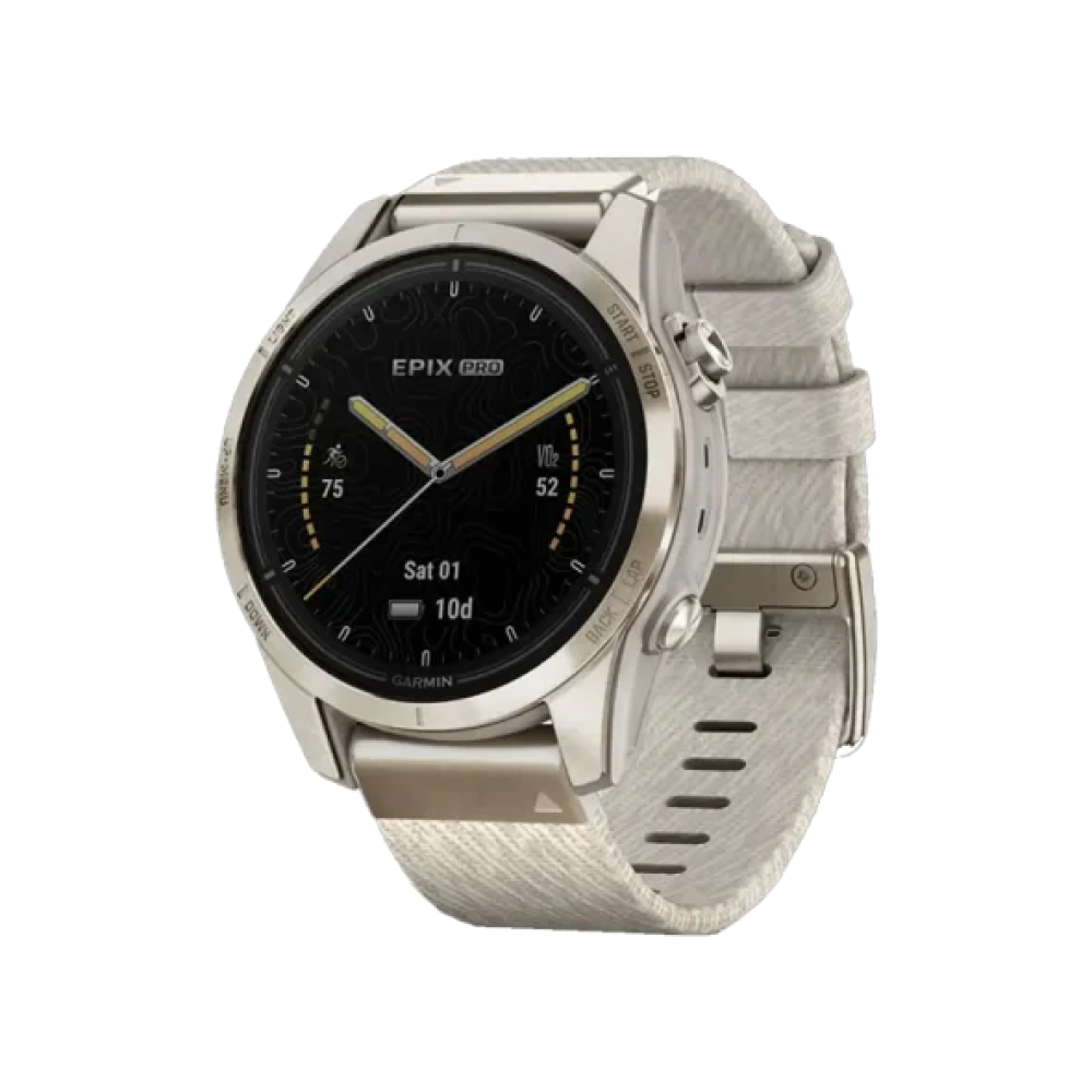 Смарт-годинник Garmin Epix Pro Gen 2 Sapphire 42mm Soft Gold w. Cream H. Nylon Band (010-02802-20)