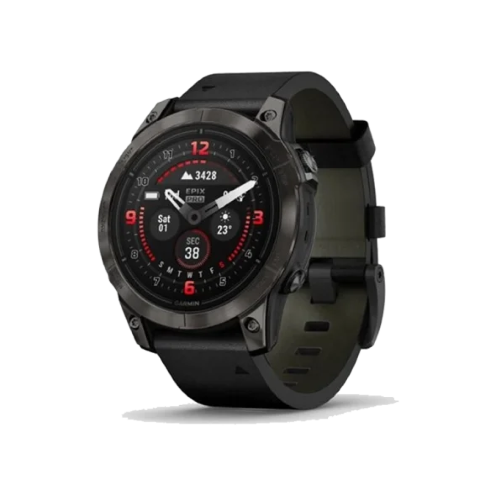 Смарт-годинник Garmin Epix Pro Gen 2 Sapphire 47mm Carbon G. DLC Tit. with B. Leather Band (010-02803-30)