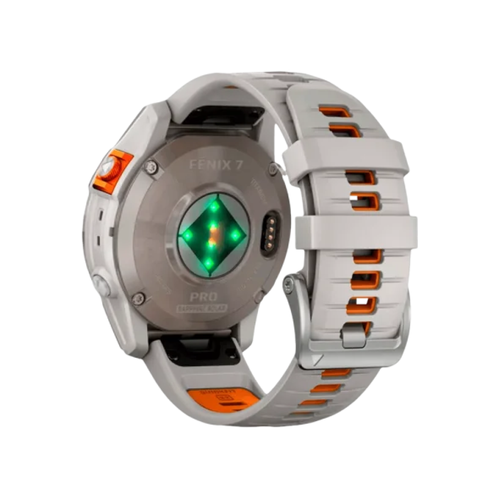 Смарт-годинник Garmin Fenix 7 Pro Sapphire Solar Titanium w. Fog Gray/Ember O. Band (010-02777-20/21)