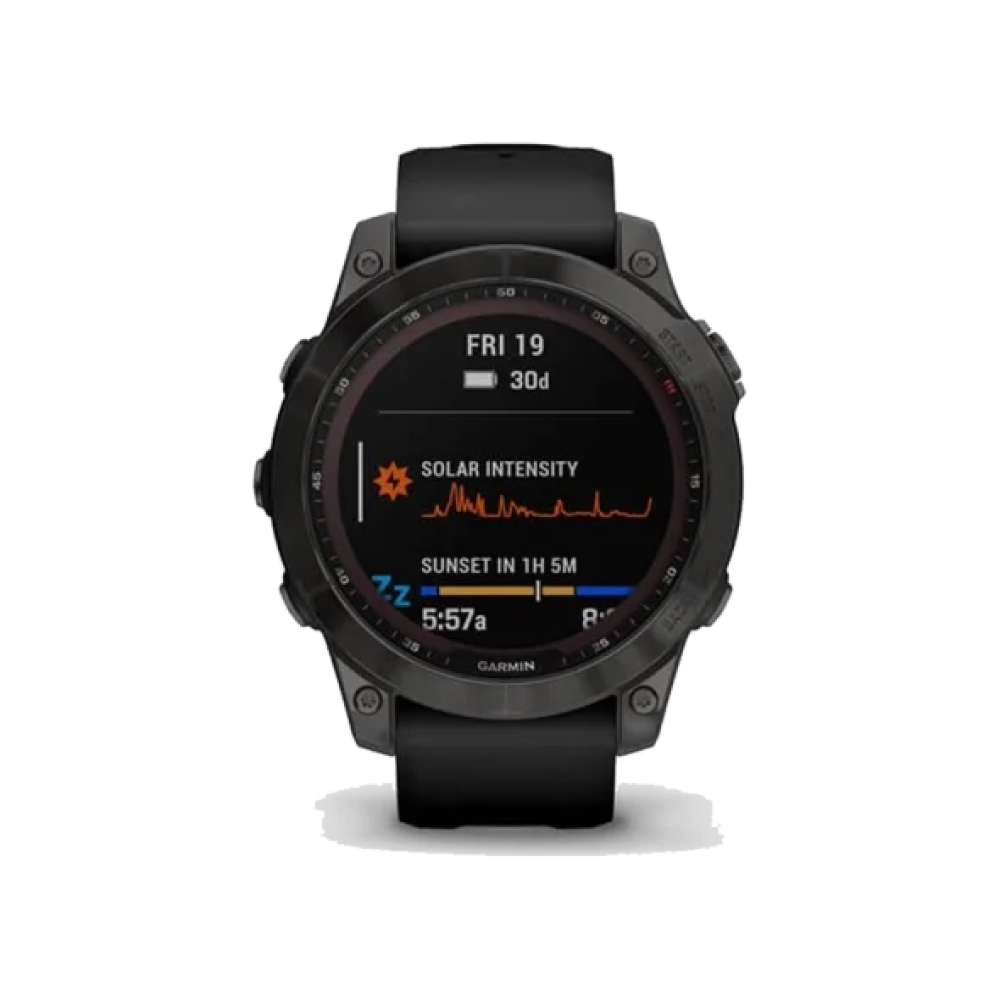 Смарт-годинник Garmin Fenix 7 Sapphire Solar Carbon Gray DLC Titanium with Black Band (010-02540-20/21)