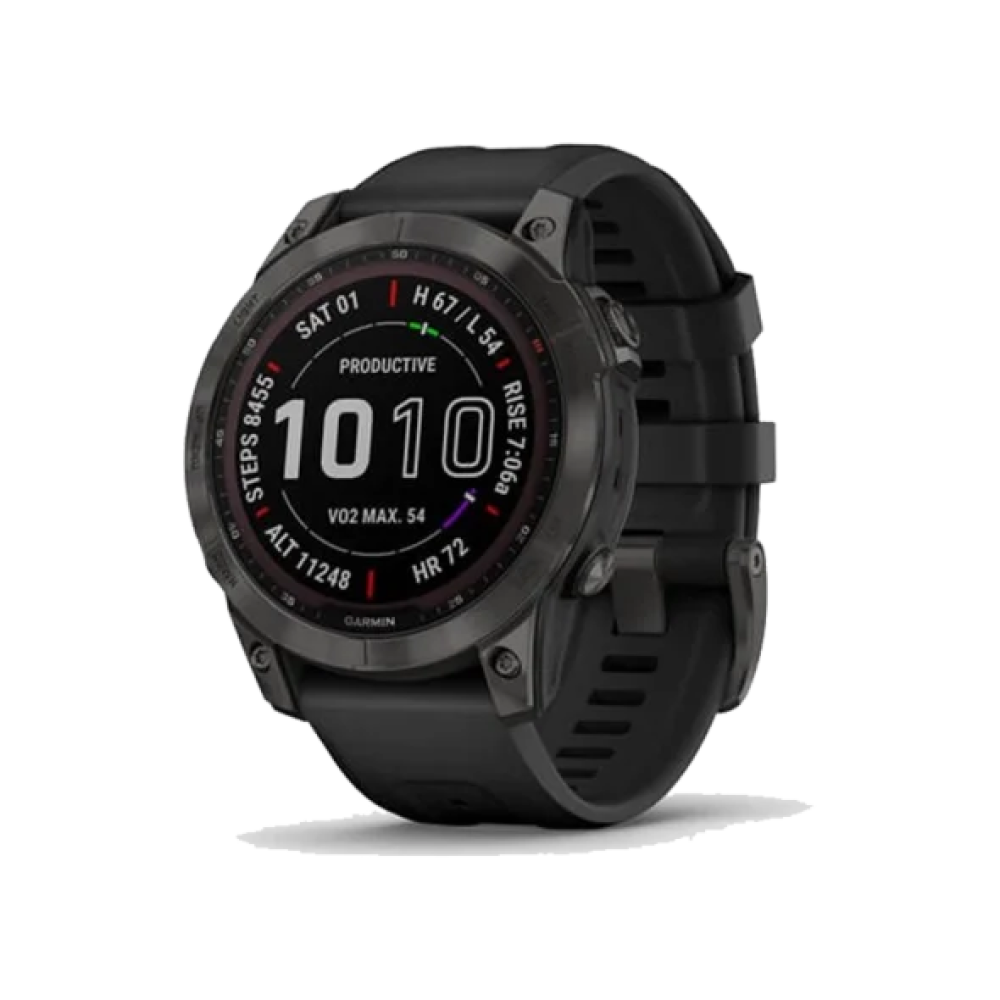 Смарт-годинник Garmin Fenix 7 Sapphire Solar Carbon Gray DLC Titanium with Black Band (010-02540-20/21)