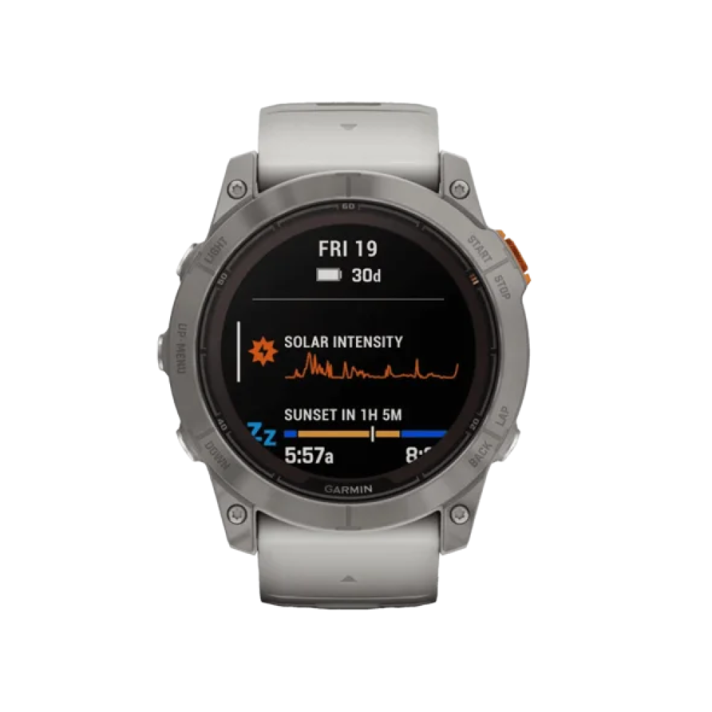 Смарт-годинник Garmin Fenix 7X Pro Sapphire Solar Titanium w. Fog Gray/Ember O. Band (010-02778-14/15/64)