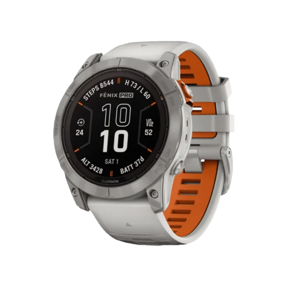 Смарт-годинник Garmin Fenix 7X Pro Sapphire Solar Titanium w. Fog Gray/Ember O. Band (010-02778-14/15/64)