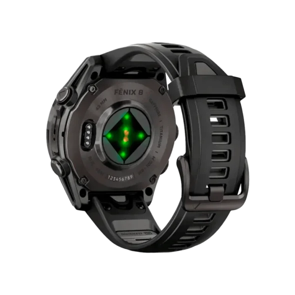 Смарт-годинник Garmin Fenix 8 43mm AMOLED Sapphire Carbon Gray DLC Tit. w. Black/Pebble Gray S. Band (010-02903-20/21/28)
