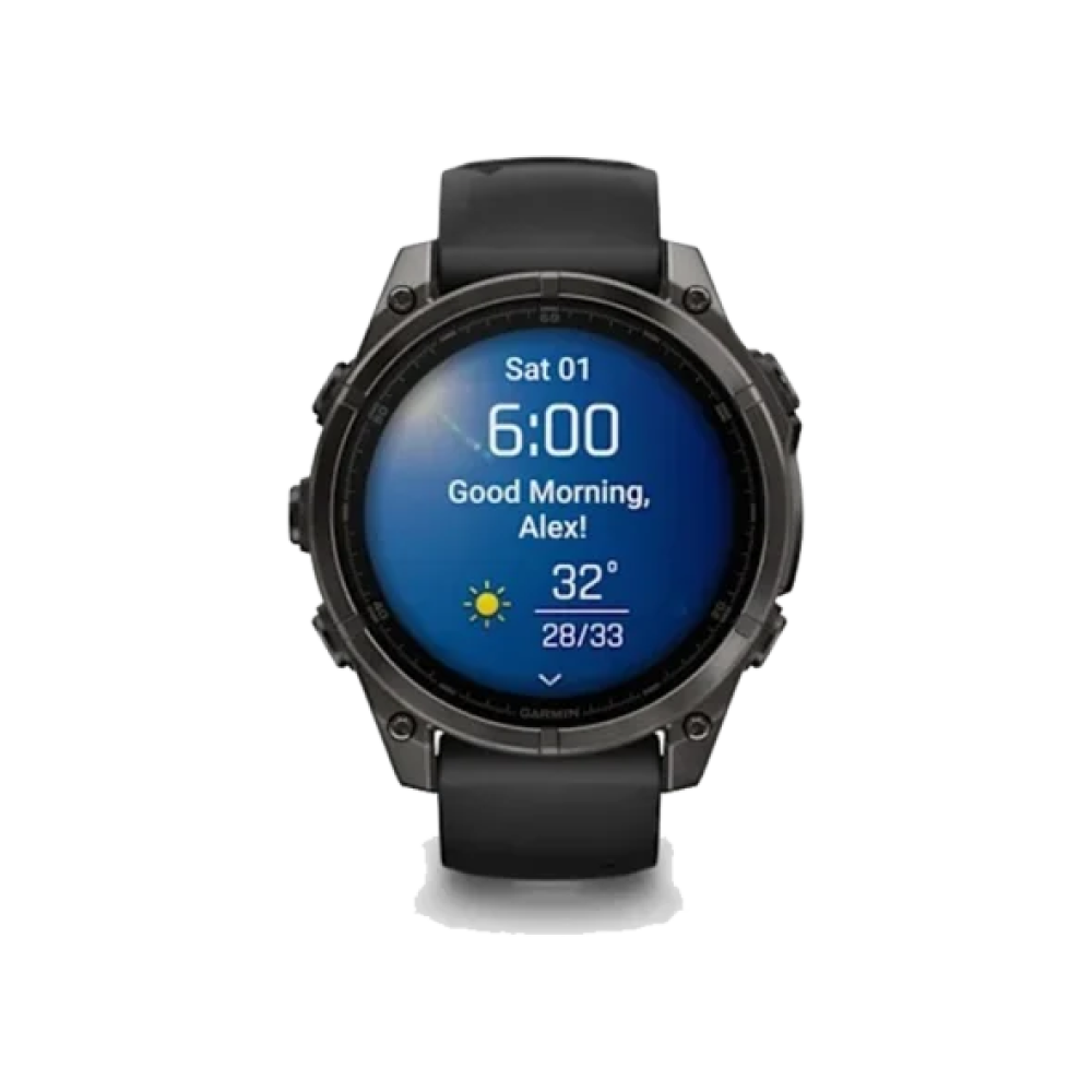Смарт-годинник Garmin Fenix 8 47mm AMOLED Sapphire Carbon Gray DLC Titanium w. Black/Pebble Gray S. Band (010-02904-20/21/29)