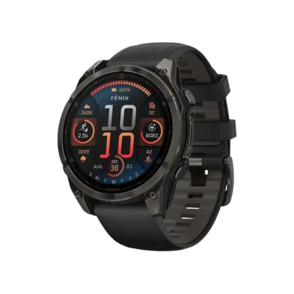 Смарт-годинник Garmin Fenix 8 47mm AMOLED Sapphire Carbon Gray DLC Titanium w. Black/Pebble Gray S. Band (010-02904-20/21/29)