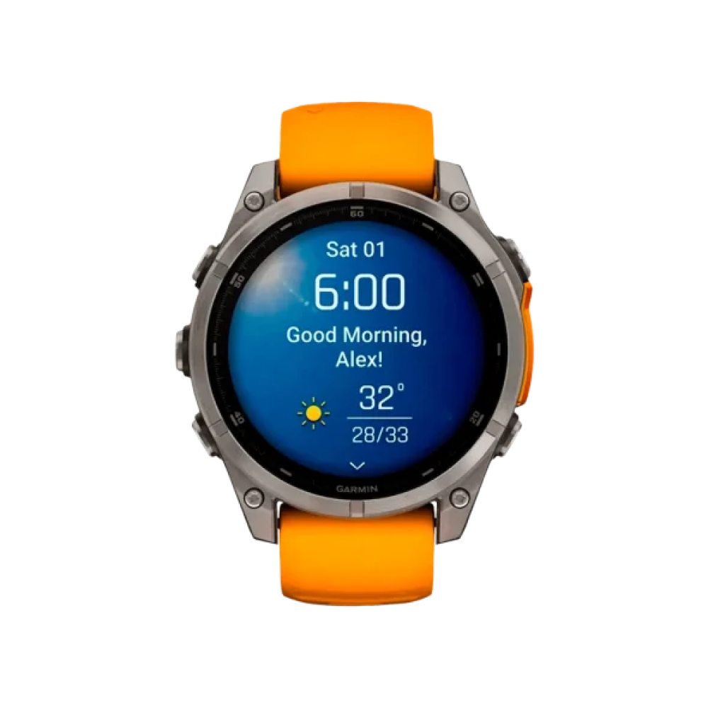 Смарт-годинник Garmin Fenix 8 47mm AMOLED Sapphire Titanium w. Spark Orange/Graphite Silicone Band (010-02904-10/11/19)