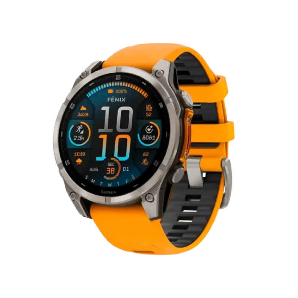 Смарт-годинник Garmin Fenix 8 47mm AMOLED Sapphire Titanium w. Spark Orange/Graphite Silicone Band (010-02904-10/11/19)