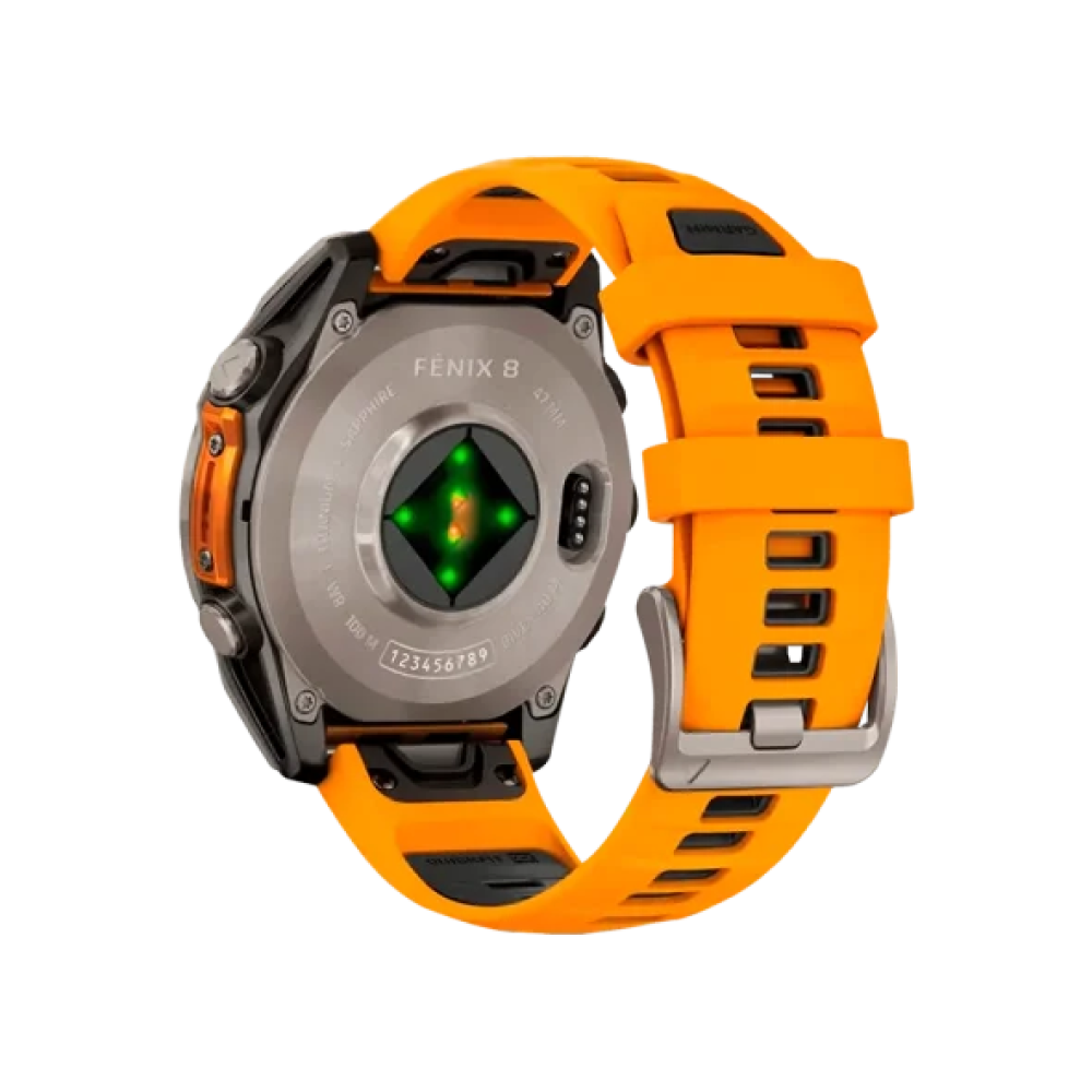 Смарт-годинник Garmin Fenix 8 47mm AMOLED Sapphire Titanium w. Spark Orange/Graphite Silicone Band (010-02904-10/11/19)
