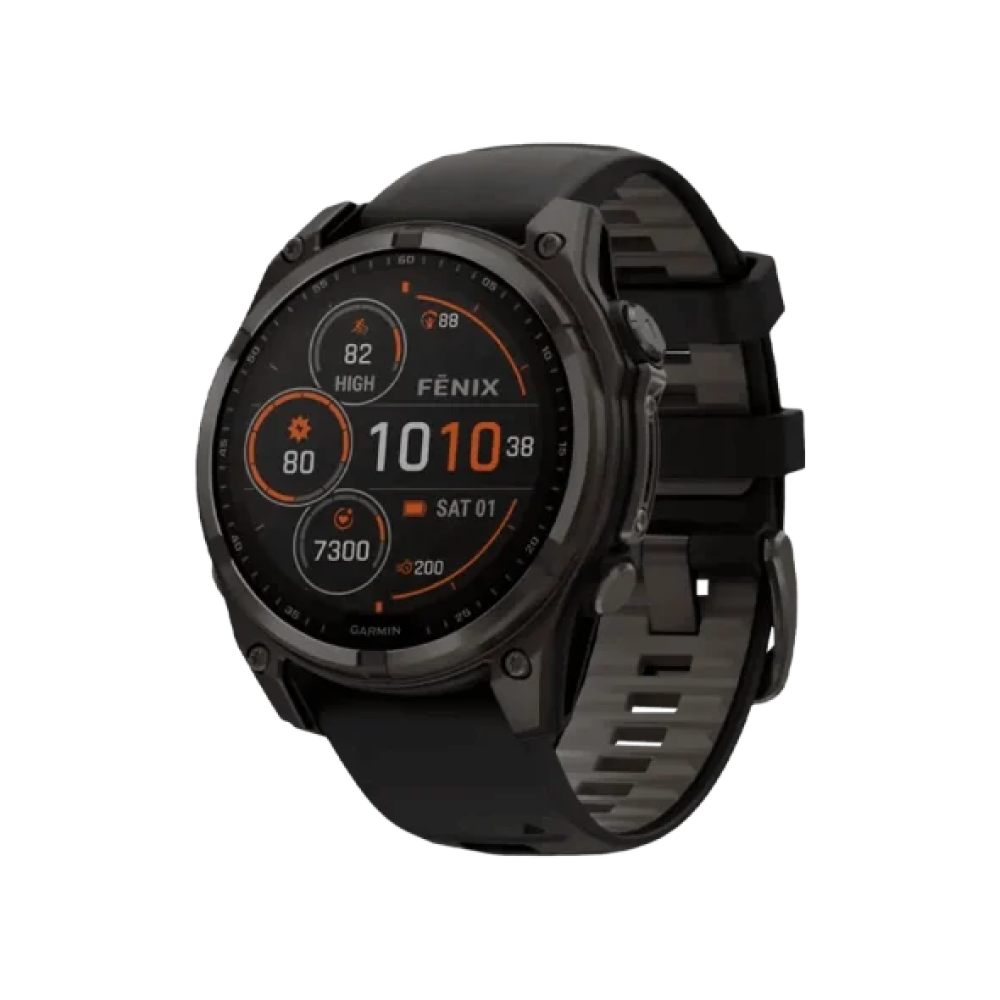 Смарт-годинник Garmin Fenix 8 47mm Solar Sapphire Carbon Gray DLC Titanium w. Black/Pebble Gray S. Band (010-02906-10/11)