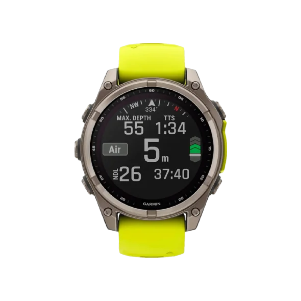 Смарт-годинник Garmin Fenix 8 47mm Solar Sapphire Titanium w. Amp Yellow/Graphite Silicone Band (010-02906-20/21)