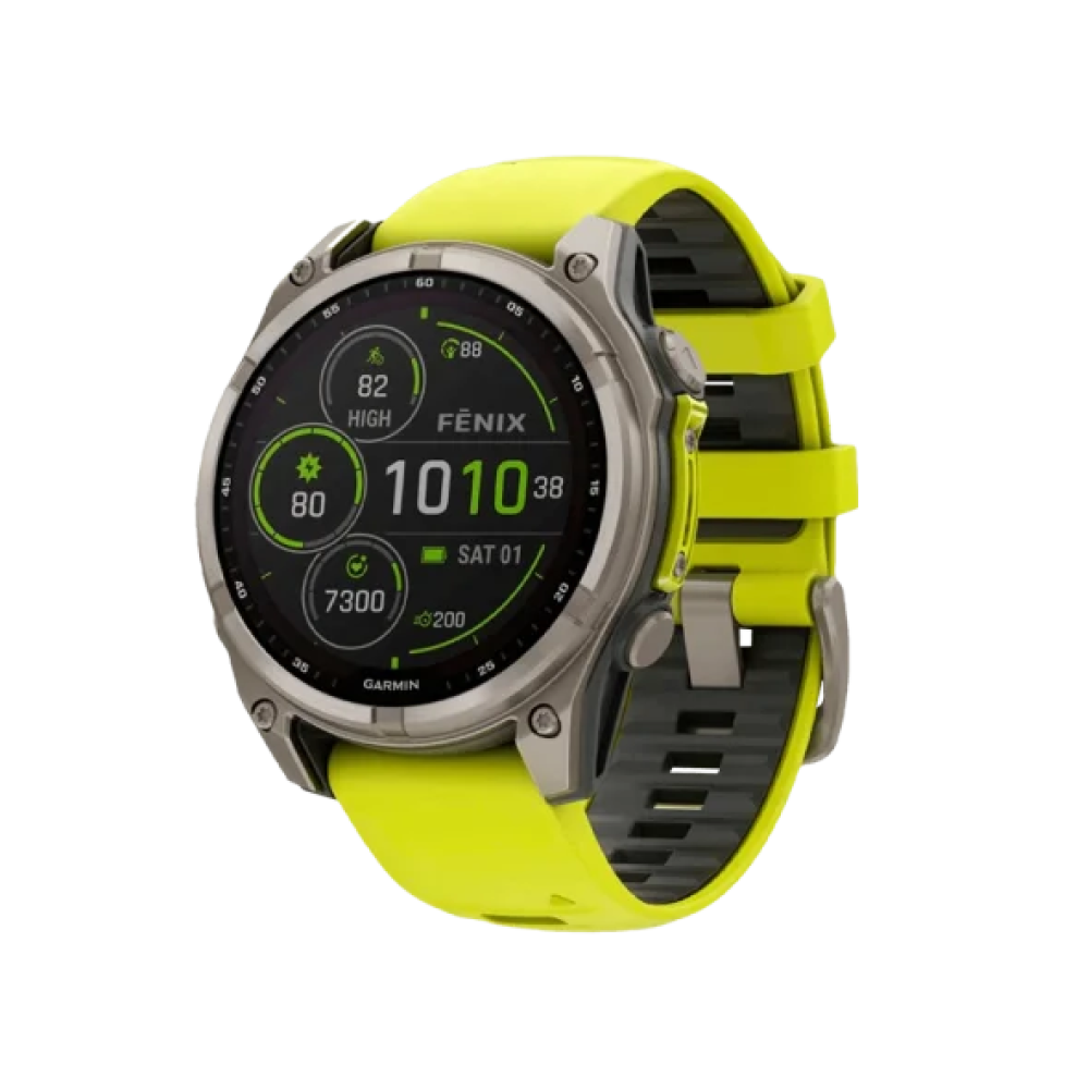 Смарт-годинник Garmin Fenix 8 47mm Solar Sapphire Titanium w. Amp Yellow/Graphite Silicone Band (010-02906-20/21)