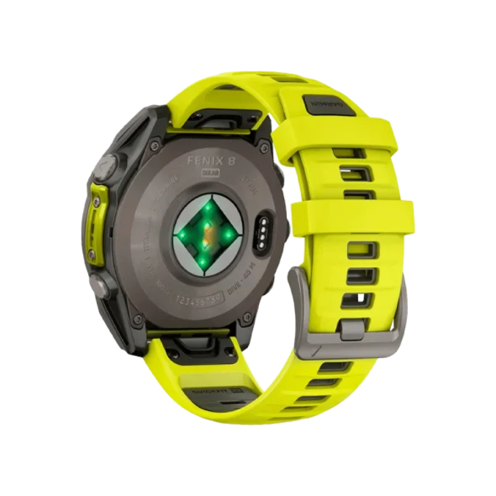 Смарт-годинник Garmin Fenix 8 47mm Solar Sapphire Titanium w. Amp Yellow/Graphite Silicone Band (010-02906-20/21)