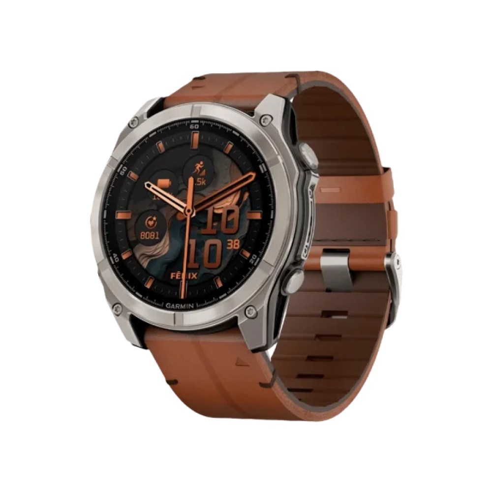 Смарт-годинник Garmin Fenix 8 51mm AMOLED Sapphire Carbon grey DLC w. Chestnut Leather Band (010-02905-40)