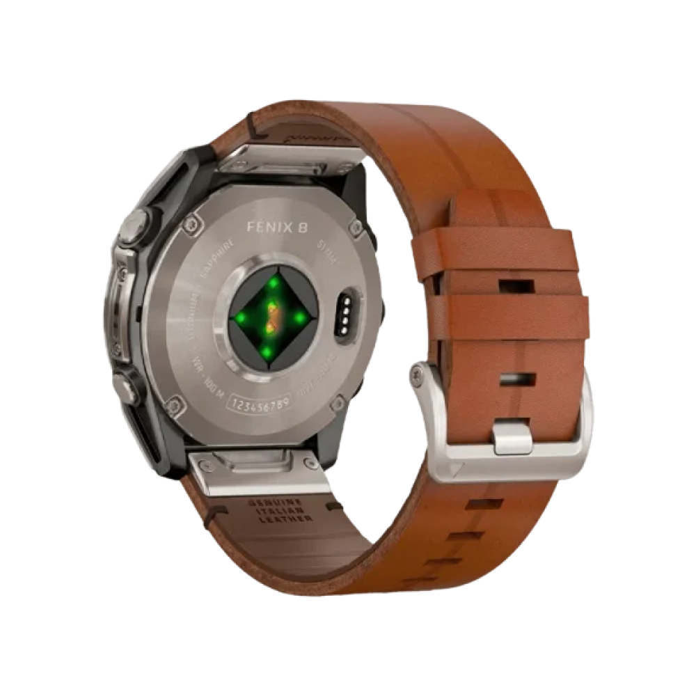 Смарт-годинник Garmin Fenix 8 51mm AMOLED Sapphire Carbon grey DLC w. Chestnut Leather Band (010-02905-40)