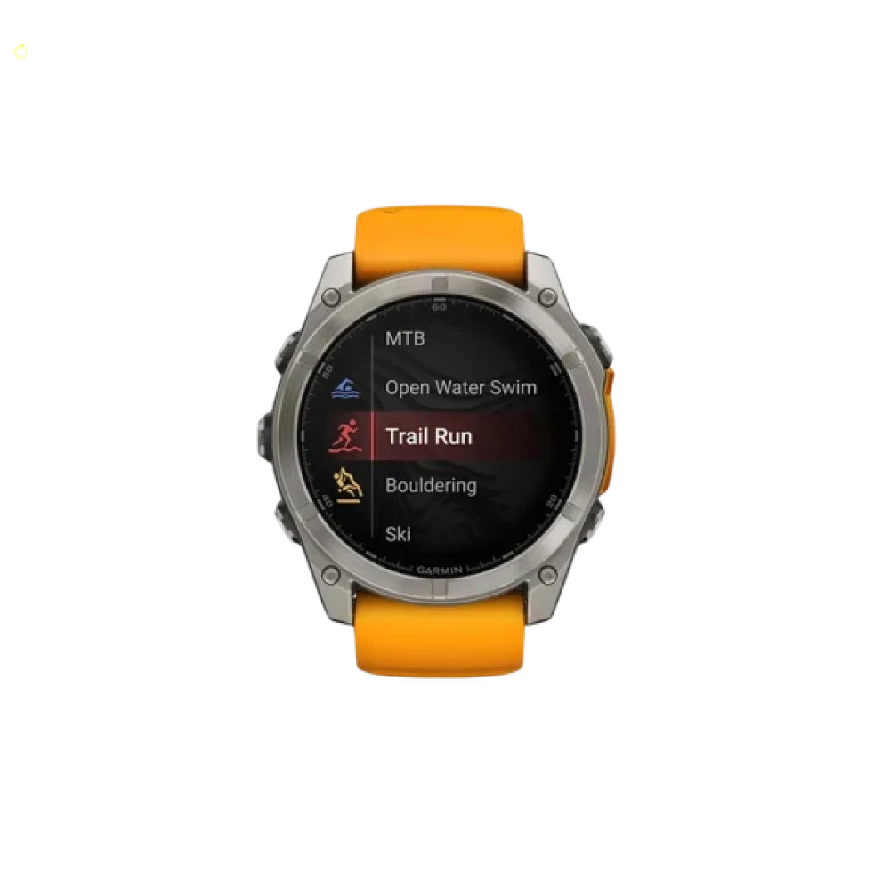 Смарт-годинник Garmin Fenix 8 51mm AMOLED Sapphire Titanium w. Spark Orange/Graphite Silicone Band (010-02905-10/11/53)