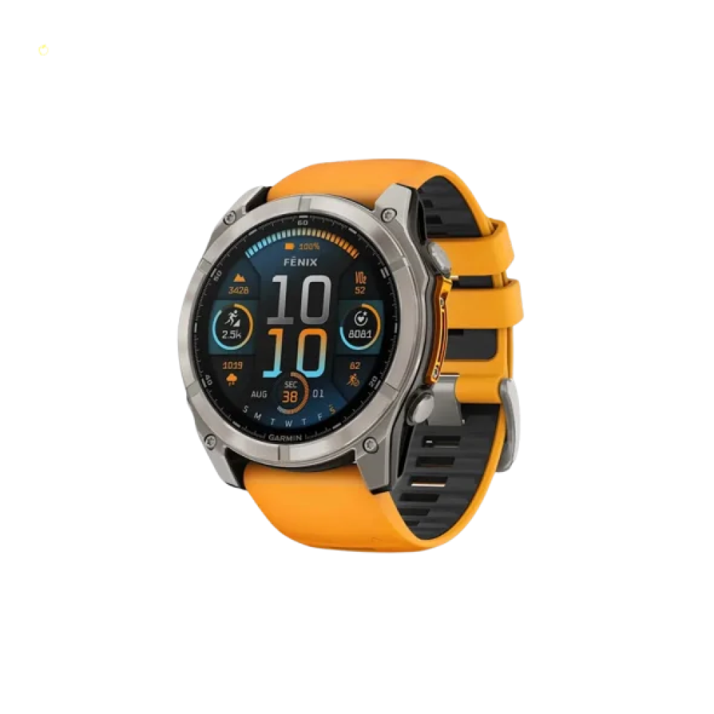 Смарт-годинник Garmin Fenix 8 51mm AMOLED Sapphire Titanium w. Spark Orange/Graphite Silicone Band (010-02905-10/11/53)
