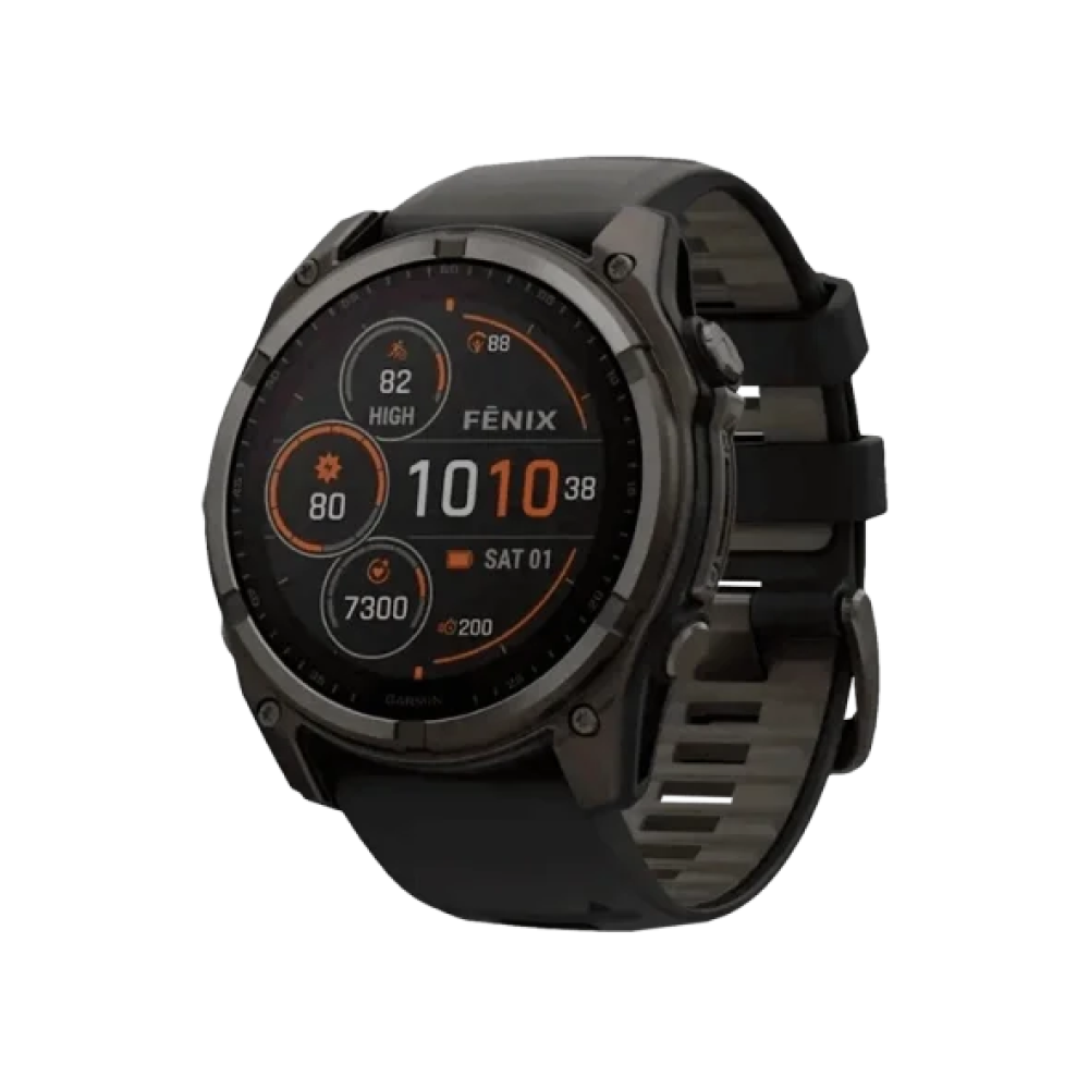 Смарт-годинник Garmin Fenix 8 51mm Solar Sapphire Carbon Gray DLC Titanium w. Black/Pebble Gray S. Band (010-02907-10/11)