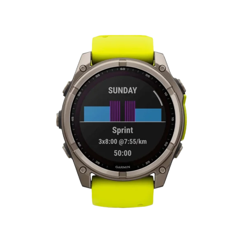 Смарт-годинник Garmin Fenix 8 51mm Solar Sapphire Titanium w. Amp Yellow/Graphite Silicone Band (010-02907-20/21)