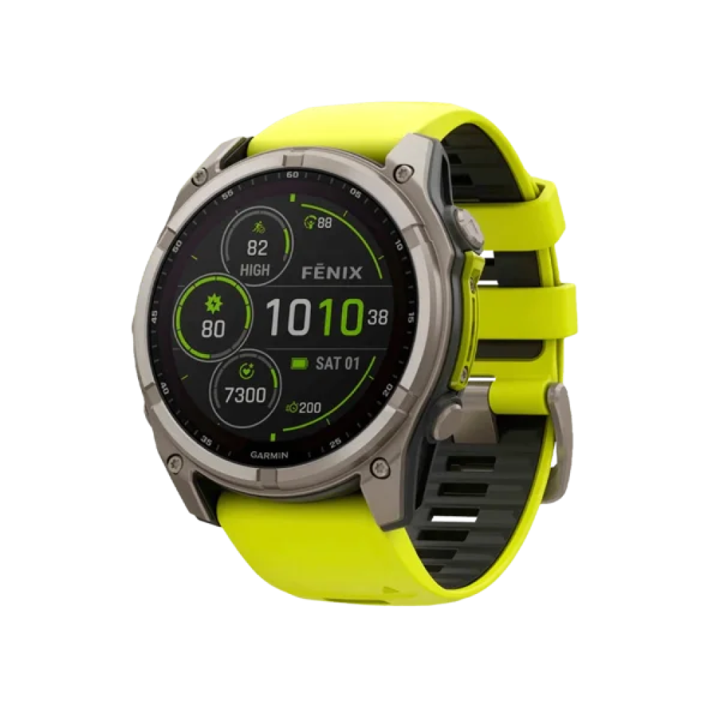 Смарт-годинник Garmin Fenix 8 51mm Solar Sapphire Titanium w. Amp Yellow/Graphite Silicone Band (010-02907-20/21)