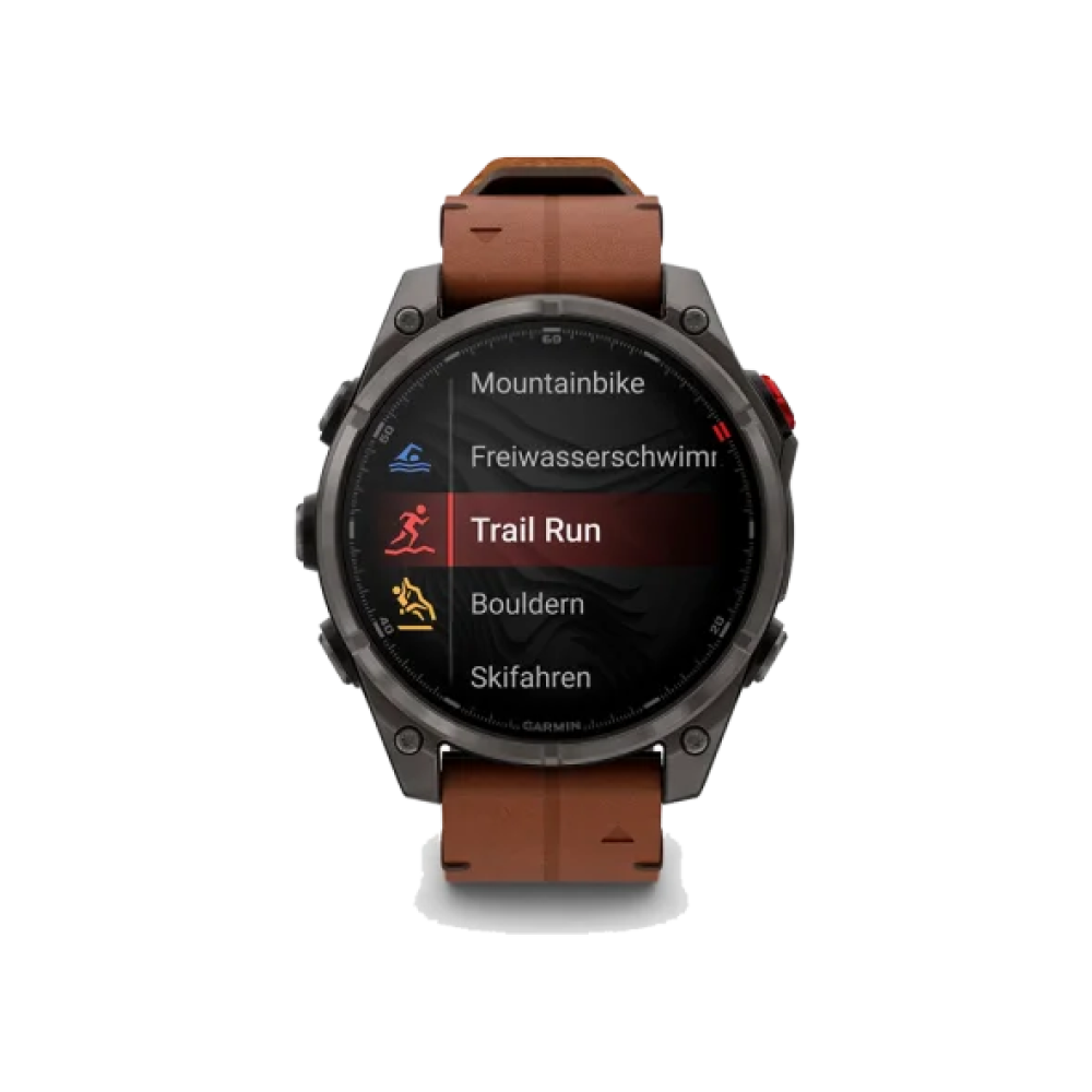 Смарт-годинник Garmin Fenix 8 Pro 47 mm AMOLED Carbon Gray DLC Titanium with Chestnut Leather Band (010-03198-40)