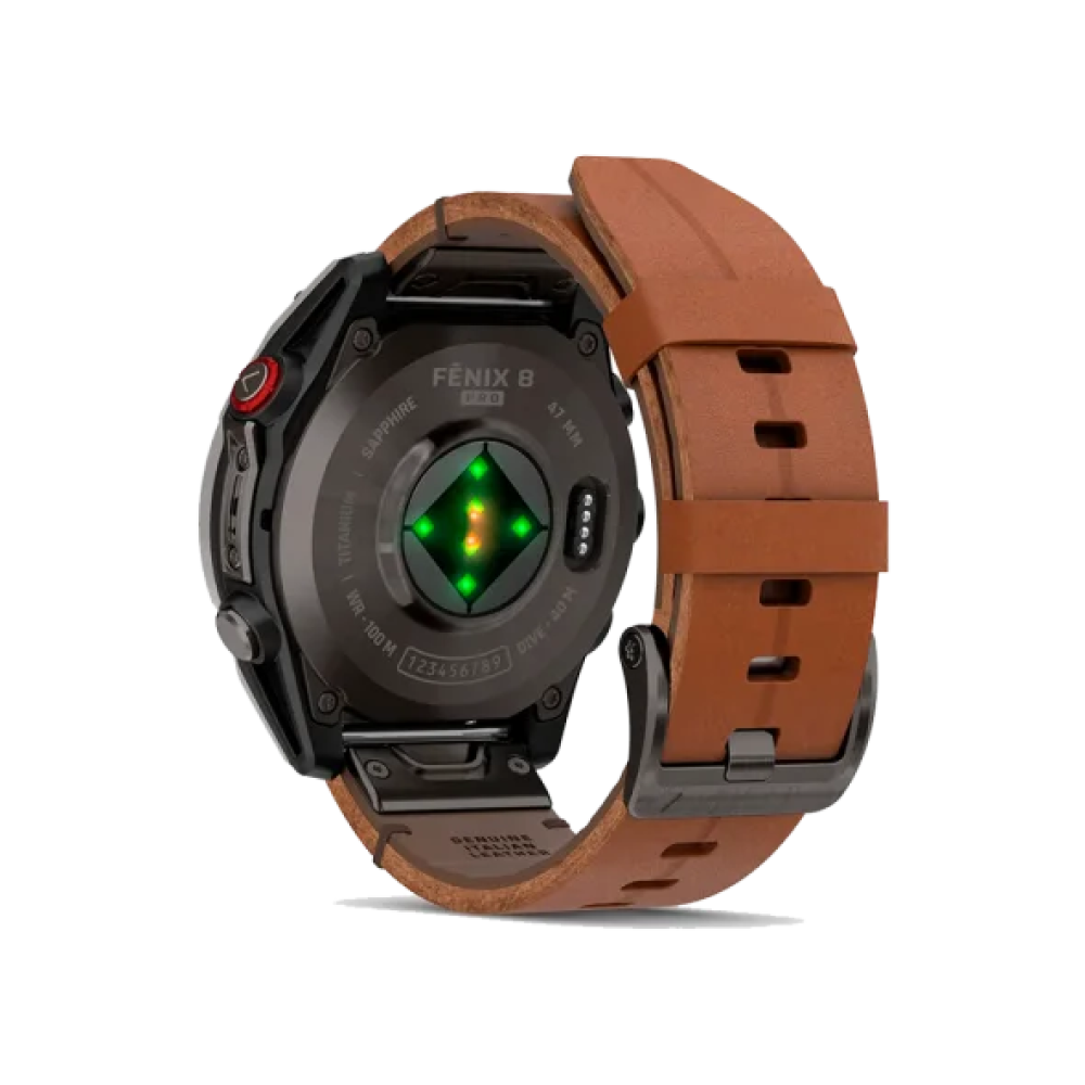 Смарт-годинник Garmin Fenix 8 Pro 51 mm AMOLED Carbon Gray DLC Titanium with Chestnut Leather Band (010-03199-40)