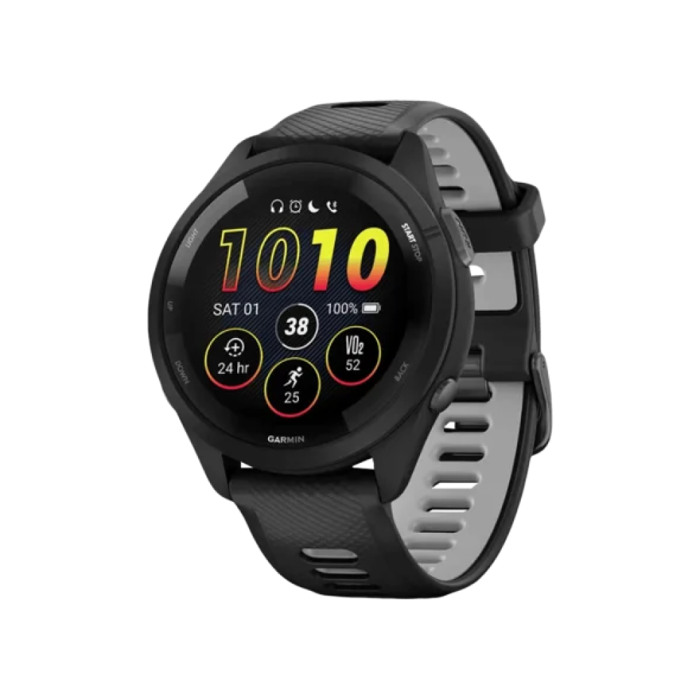 Смарт-годинник Garmin Forerunner 265 Black Bezel and Case w. Black/Powder Gray Silicone Band (010-02810-00/10/50)