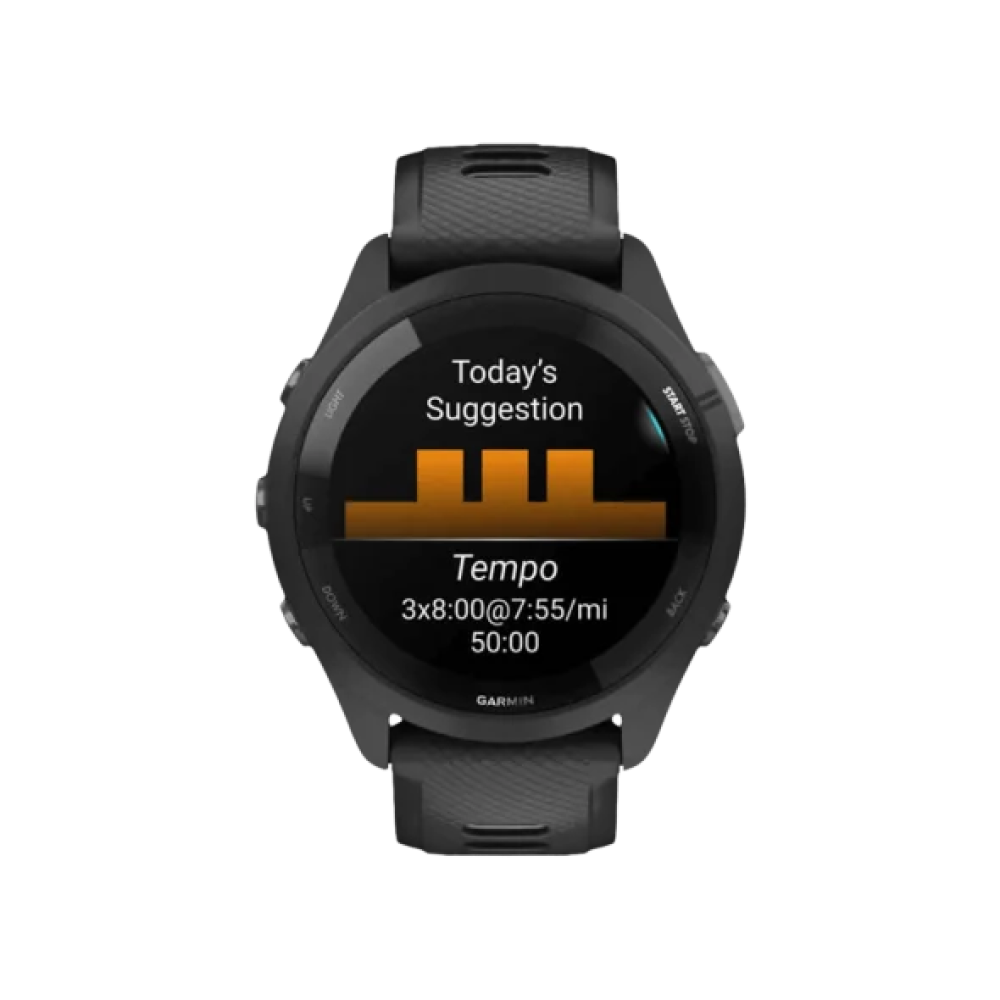 Смарт-годинник Garmin Forerunner 265 Black Bezel and Case w. Black/Powder Gray Silicone Band (010-02810-00/10/50)