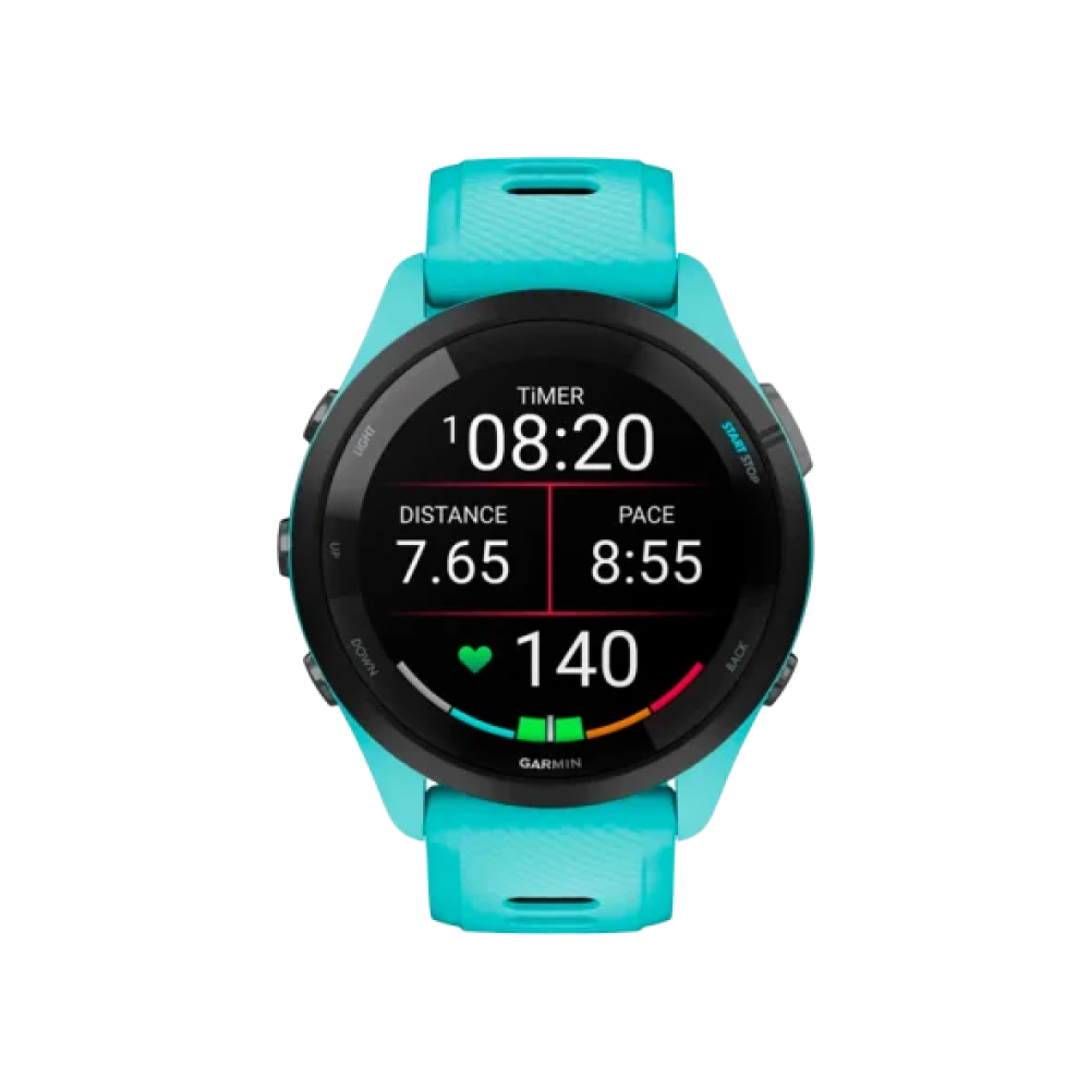 Смарт-годинник Garmin Forerunner 265 Black Bezel w. Aqua Case and Aqua/Black Silicone Band (010-02810-02/12/52)