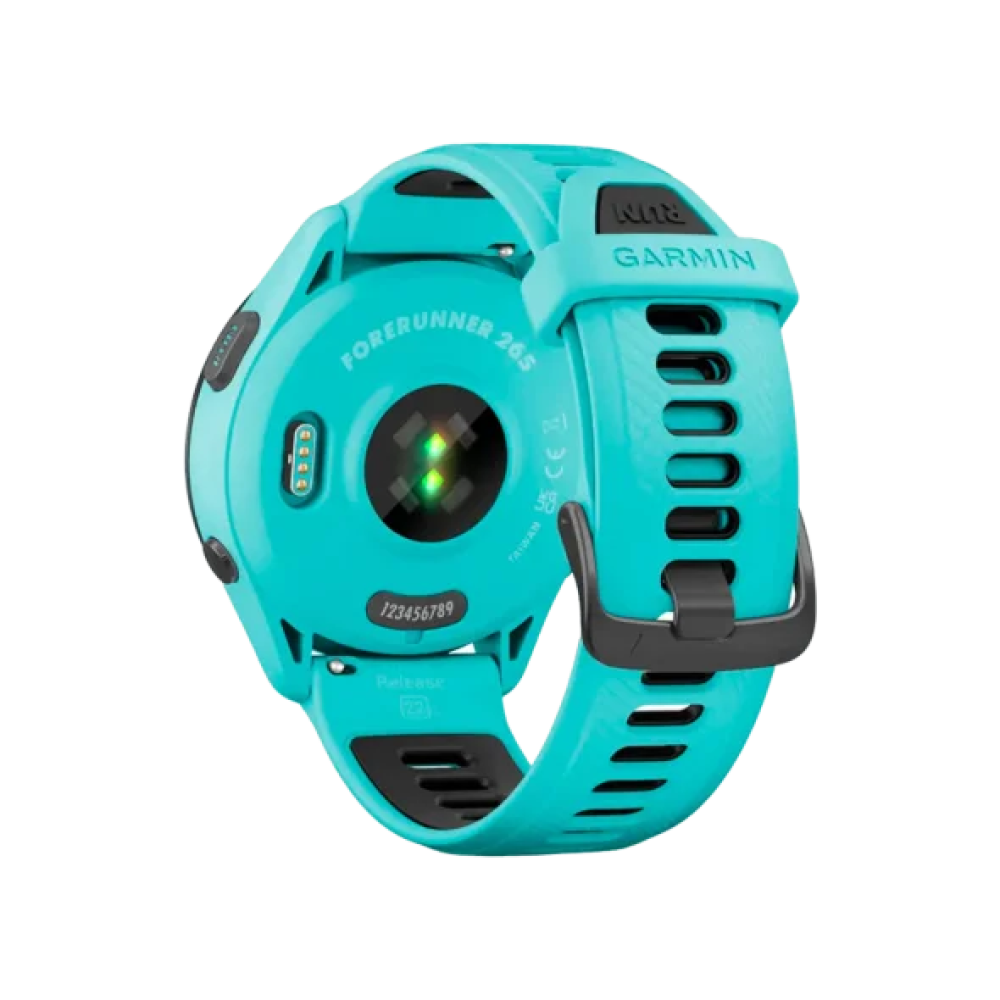 Смарт-годинник Garmin Forerunner 265 Black Bezel w. Aqua Case and Aqua/Black Silicone Band (010-02810-02/12/52)