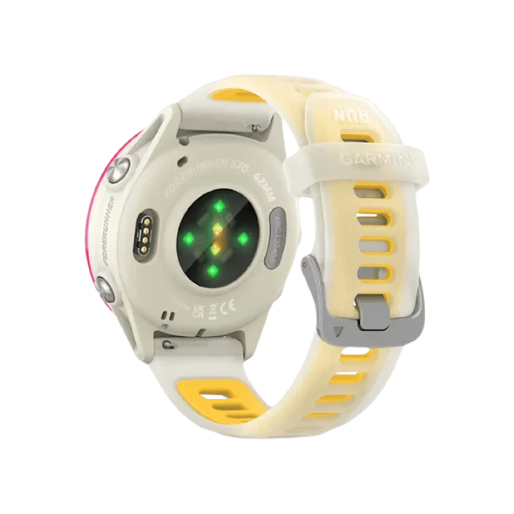 Смарт-годинник Garmin Forerunner 570 42mm Raspberry Aluminum w. Translucent Bone/Mango Band (010-02970-02)