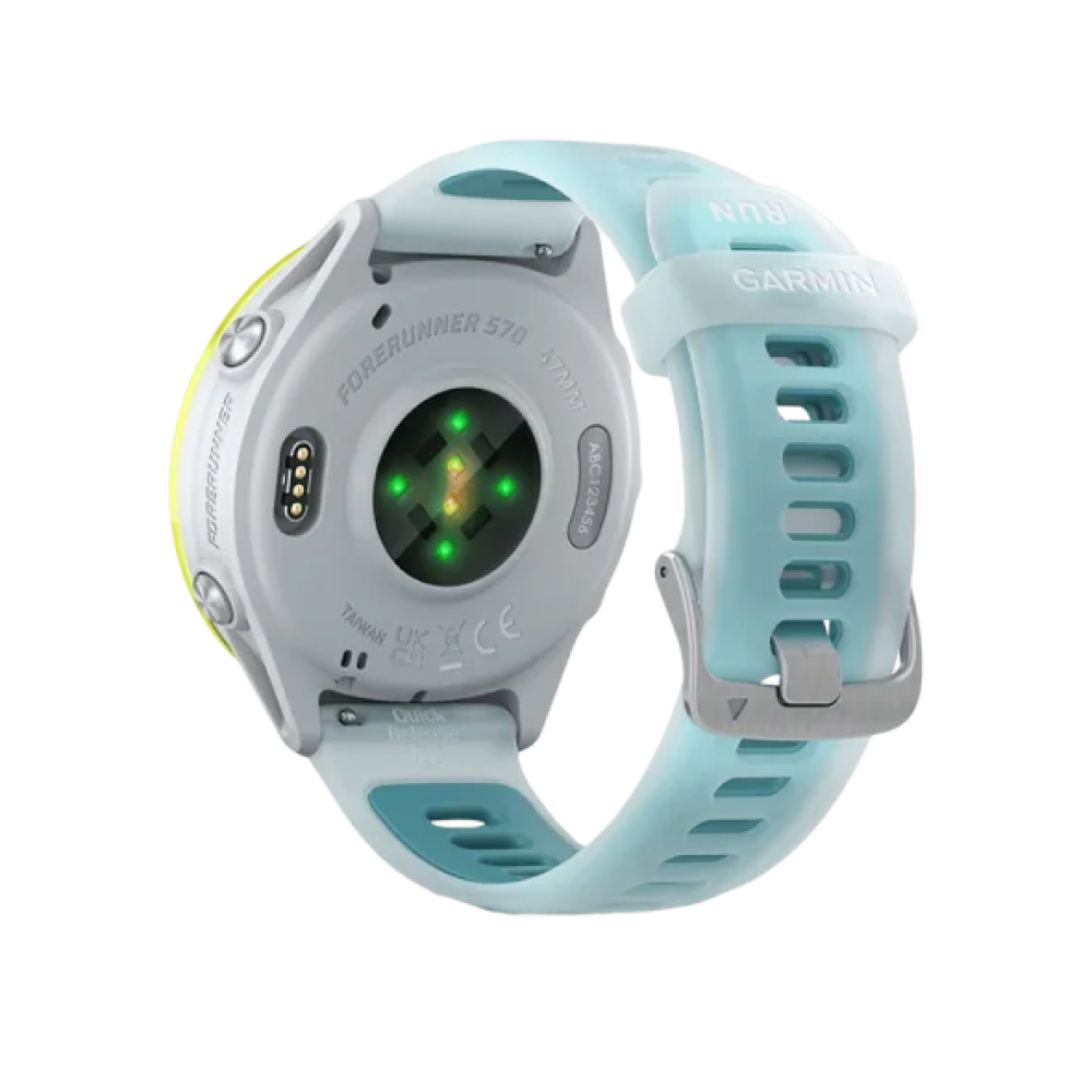 Смарт-годинник Garmin Forerunner 570 47mm Amp Yellow Aluminum w. Translucent Whitestone/Turquoise Band (010-02971-01)