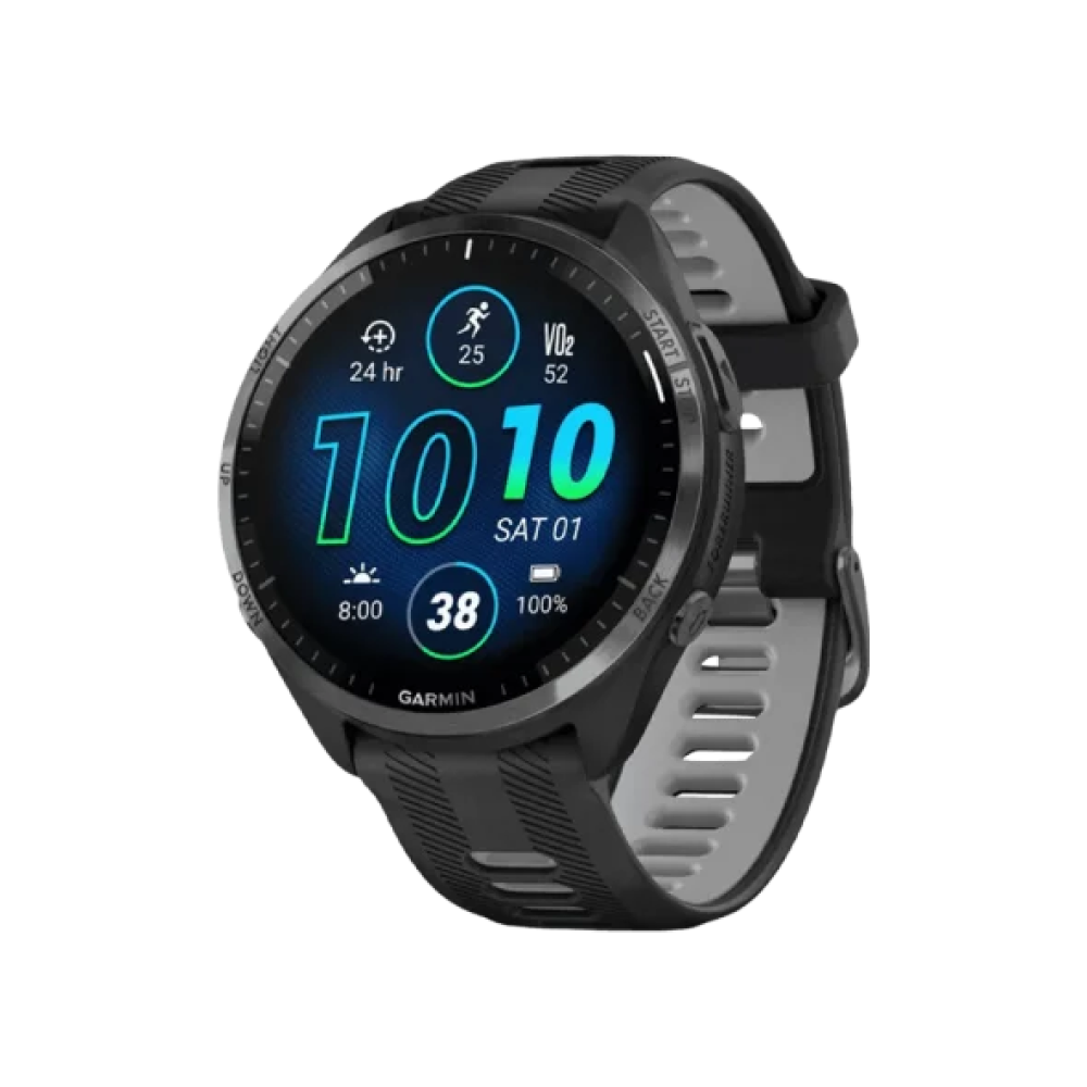 Смарт-годинник Garmin Forerunner 965 Carbon Gray Titanium Bezel w. Blk Case Blk/Powder Gray S. Band (010-02809-00/10/80)