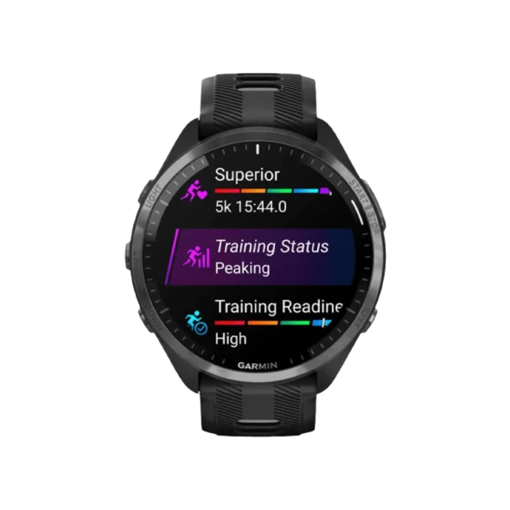 Смарт-годинник Garmin Forerunner 965 Carbon Gray Titanium Bezel w. Blk Case Blk/Powder Gray S. Band (010-02809-00/10/80)